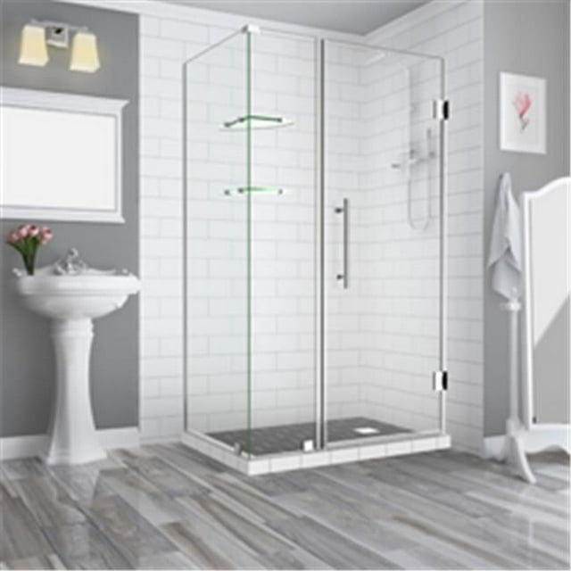 Aston SEN962EZ-CH-442238-10 72 x 44 x 38.38 in. Bromley Frameless Corner Hinged Shower Enclosure with Glass Shelves, Chrome