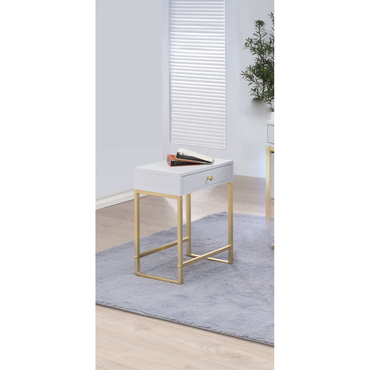 Astonishing Side Table White and Gold - Saltoro Sherpi