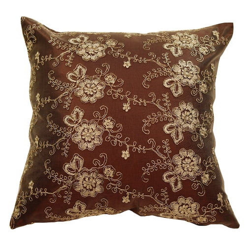 Violet Linen Swiss Embroidered Throw Pillow