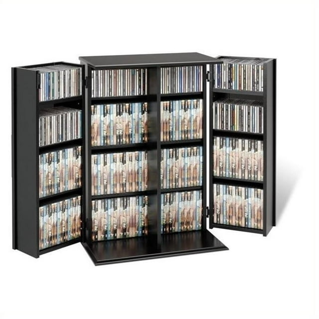 Atlin Designs 34" Small Style Deluxe Wood Media Cabinet in Black