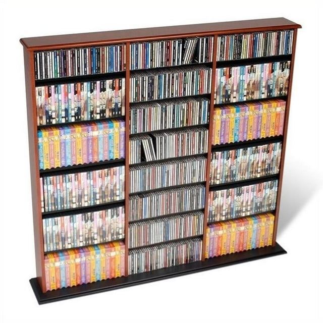 Prepac Triple Width Wall Storage Cherry & Black : Holds 960 CDs, 405 DVDs, Adjustable 24 Shelves