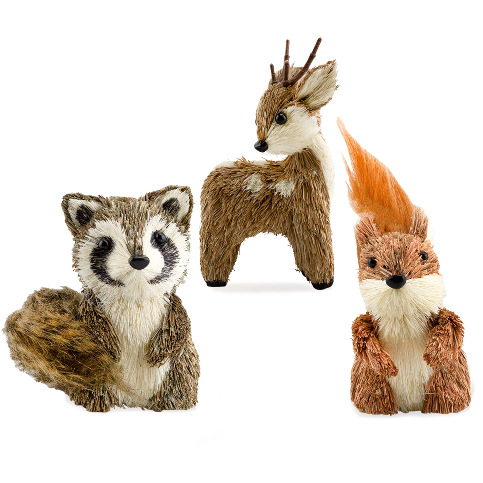 AuldHome Design Woodland Friends Figurines (Set of 3, Deer/Raccoon/Squirrel); Forest Animals Decor for Fall, Christmas, Winter and Themed Decor or Parties