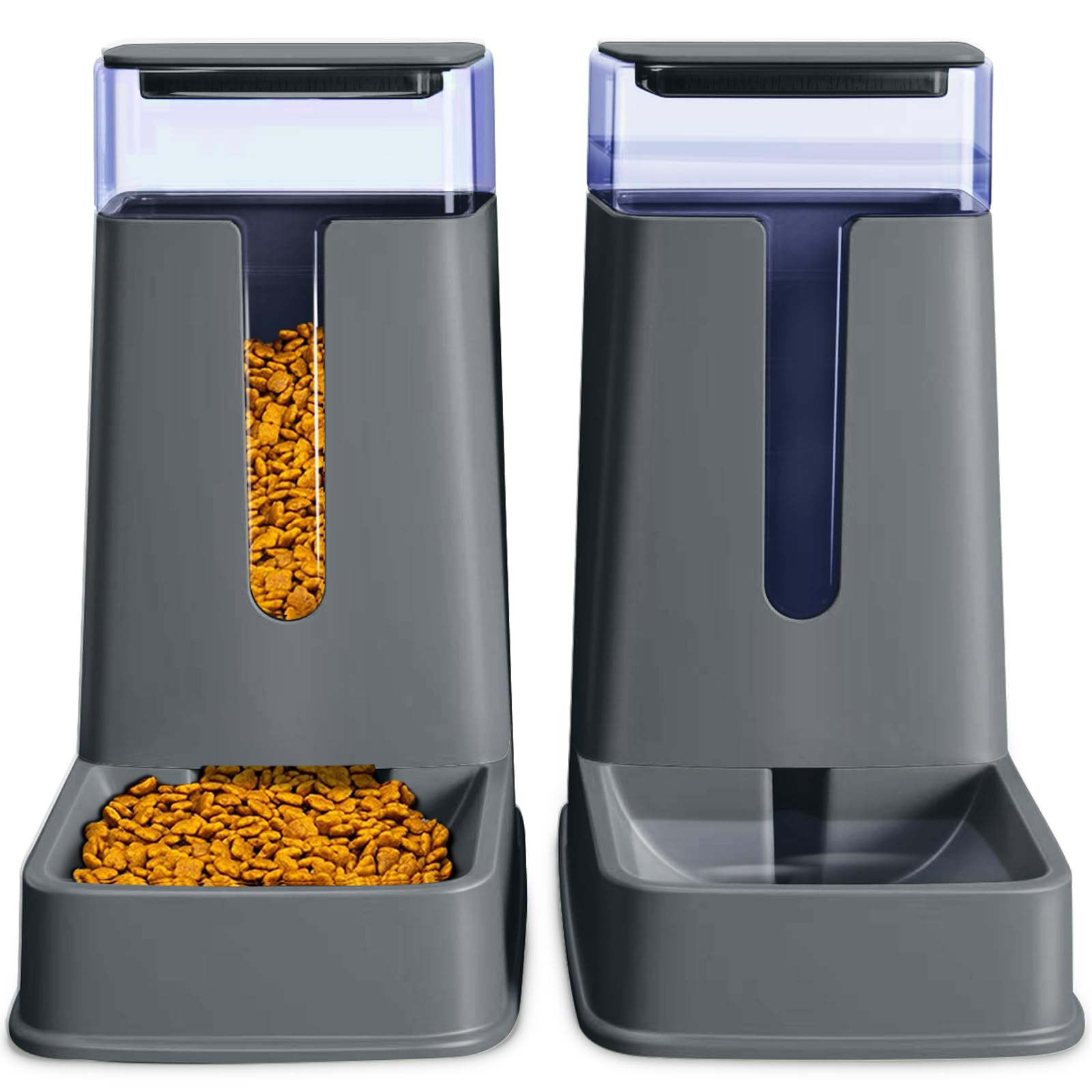 Automatic Cat Feeder and YPF5 Cat Water Dispenser in Set 2 Packs Automatic Dog Feeder and Dog Water Dispenser 1 Gallon for Small Medium Big Dog Pets Puppy Kitten (deep Gray)