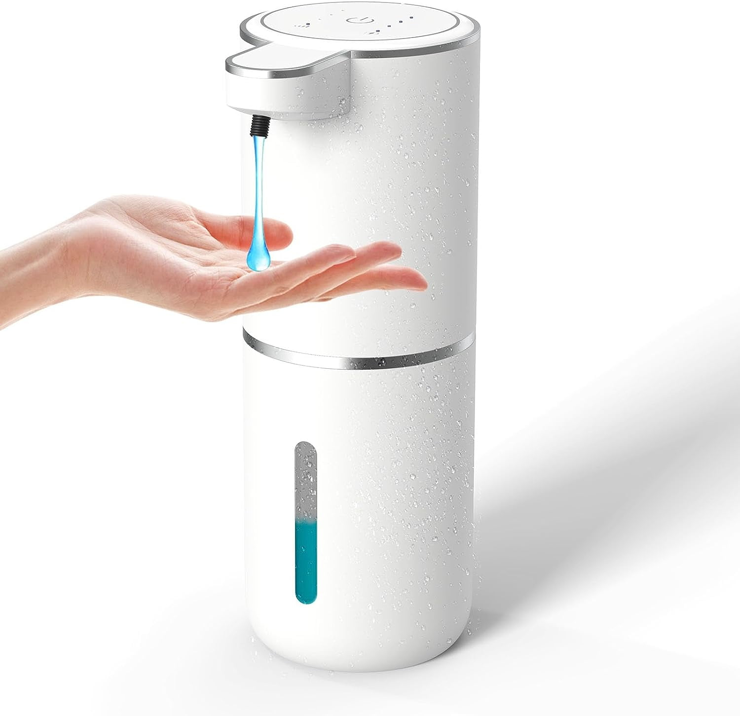 Automatic Foaming Soap Dispenser, Rechargeable, 400ml Touchless Soap Dispenser, Wall-Mounted, Waterproof Hands Free Infrared Motion Sensor Countertop, Auto Foam, Soap Pump (P11), White