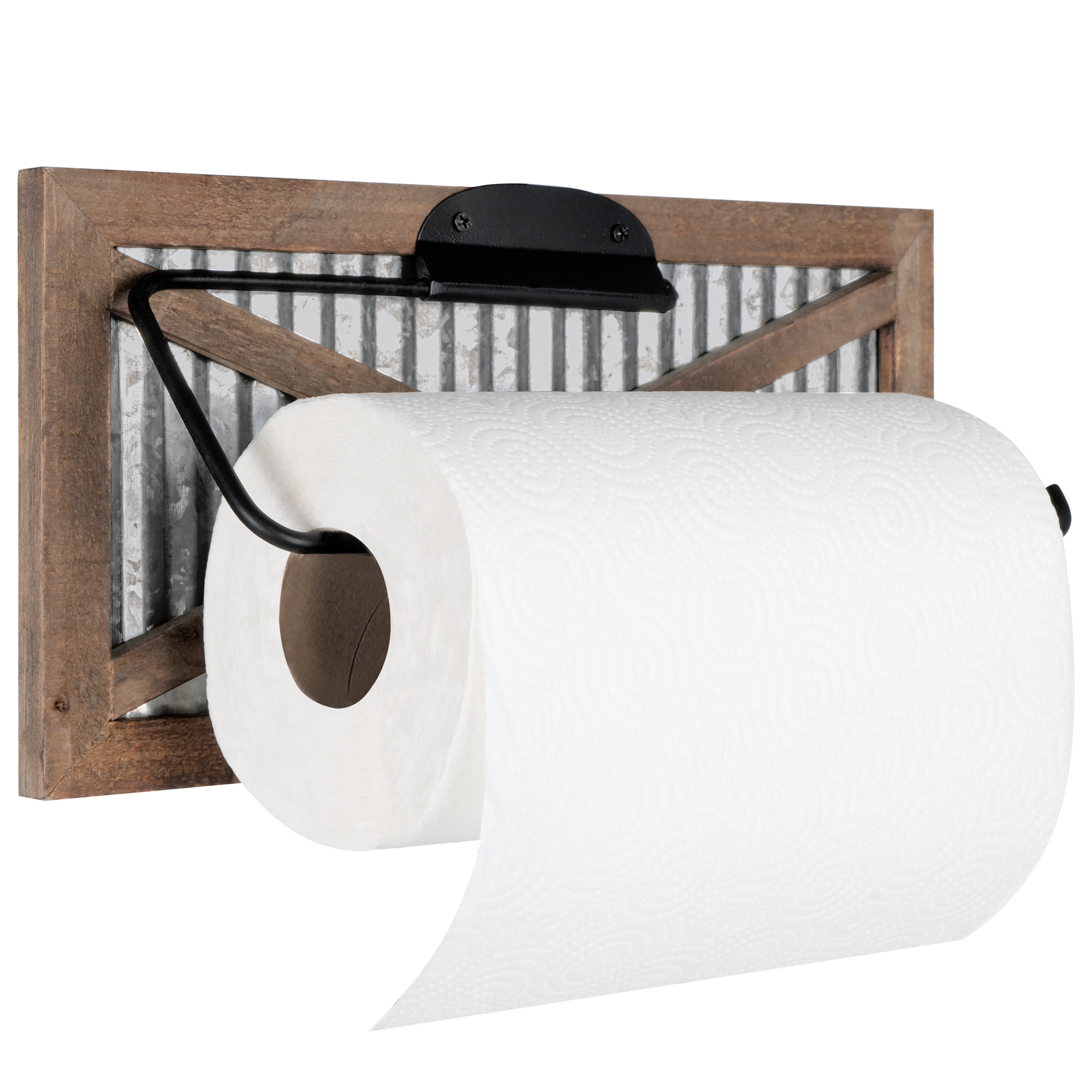Autumn Alley Rustic Farmhouse Paper Towel Holder – Wall Mounted with Galvanized Metal Accent - Farmhouse Kitchen Decor