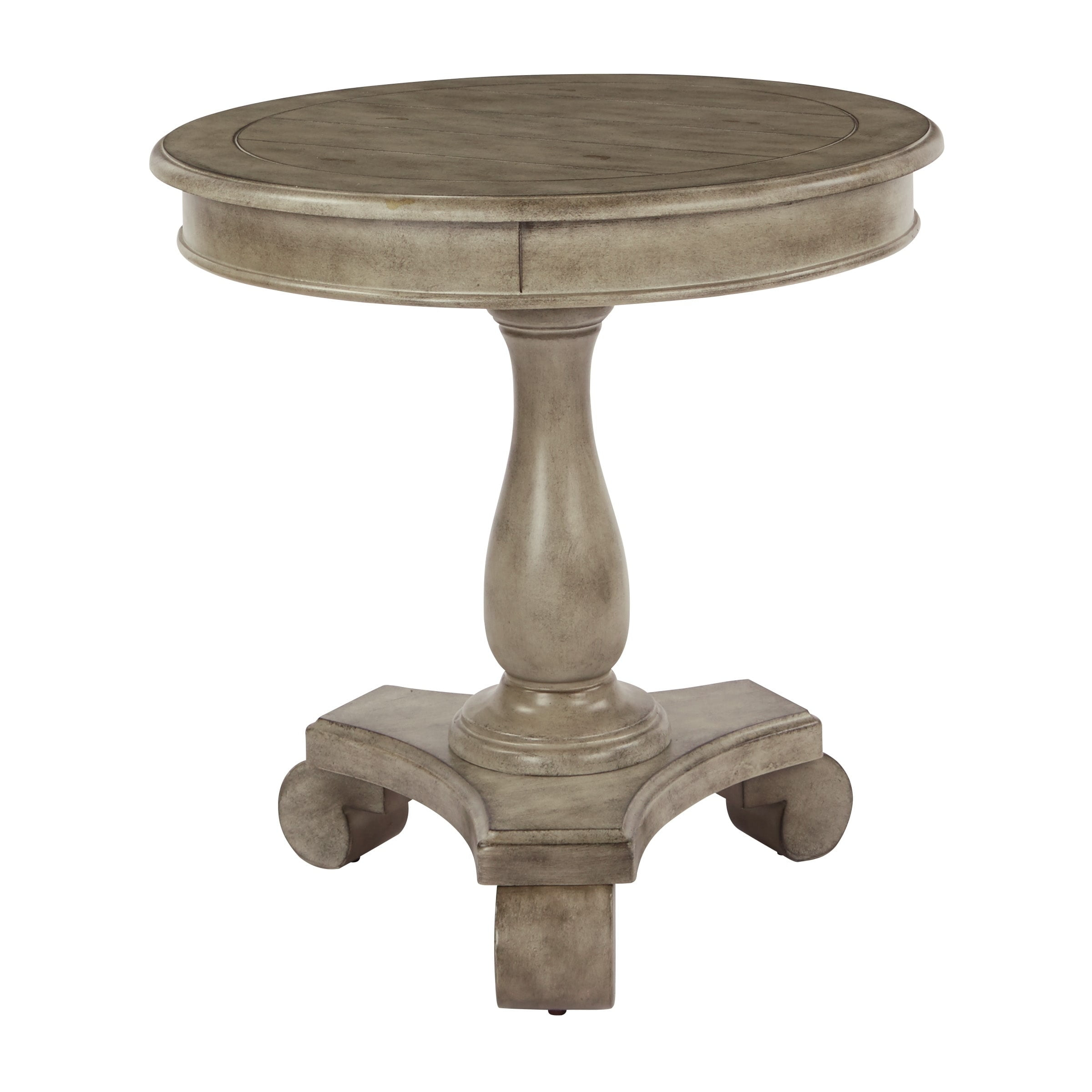 Avalon Hand Painted Round Accent Table in Wood Antique Goldstone Gold Finish
