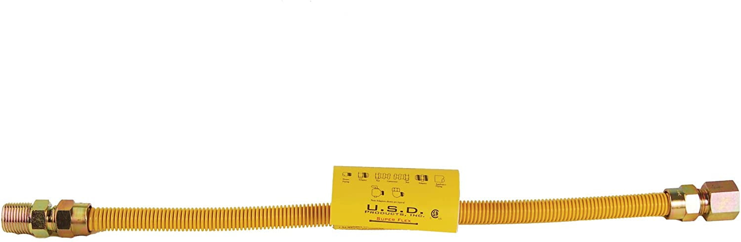 Avalon SS Flex Gas Line 3/8Â X 24Â Yellow W/ 1/2ÂMIP X 1/2ÂFIP Ends