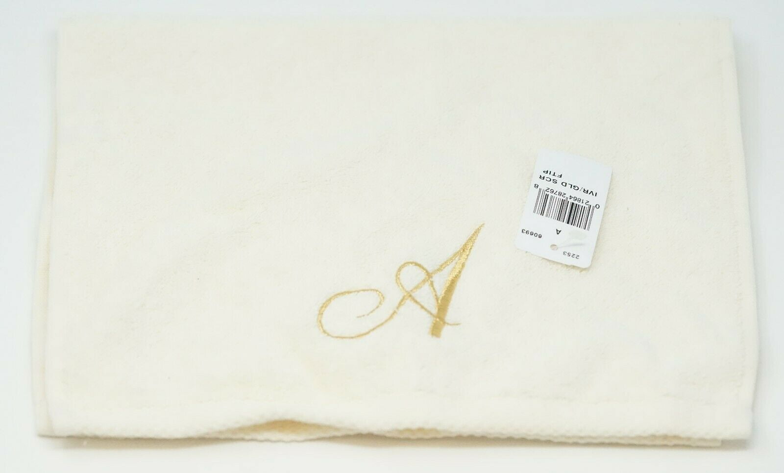 Avanti Towels, Monogram Initial Script Ivory and Gold 11 x 18 Inch Fingertip