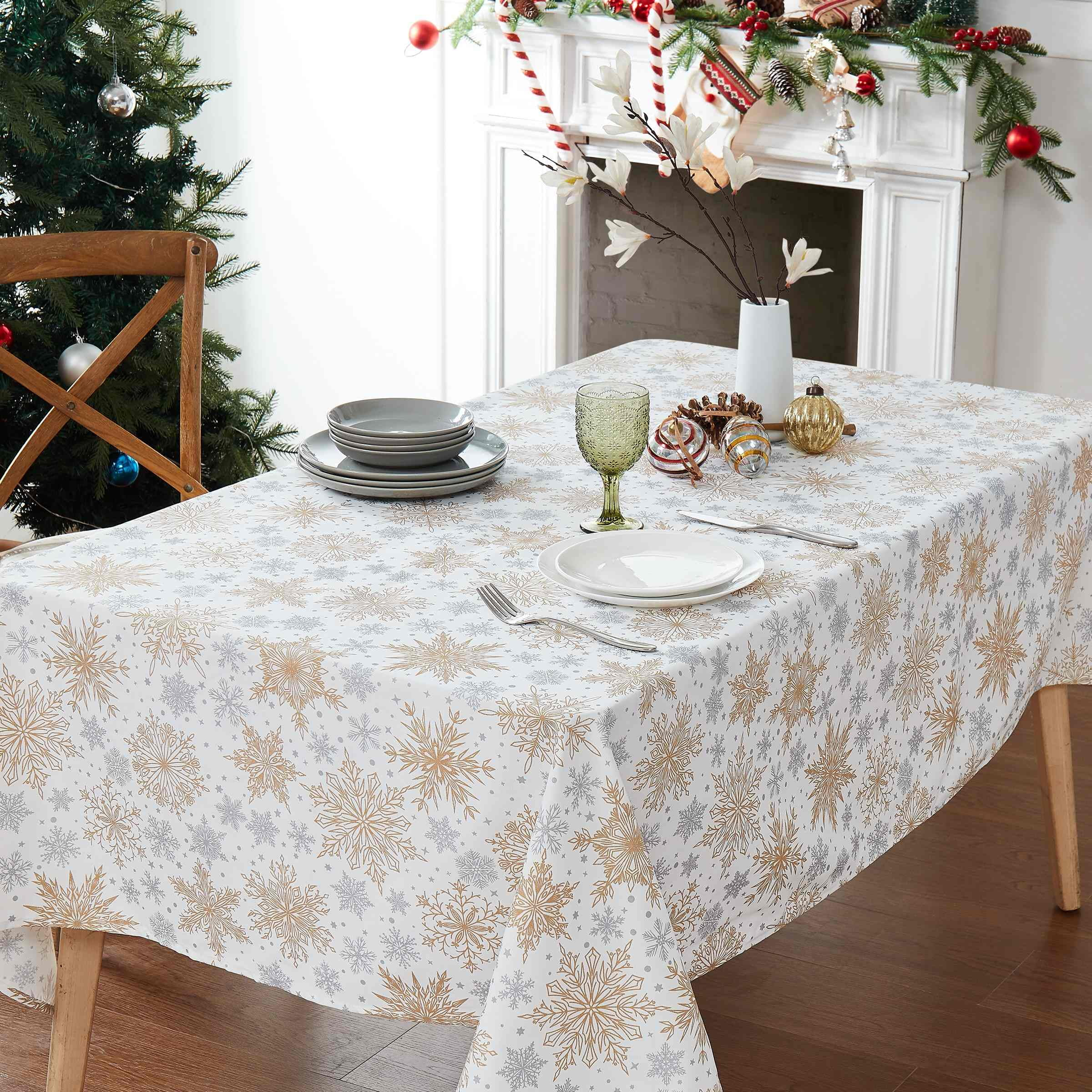 Avanti Linens Snowflakes 52" X 70" Tablecloth