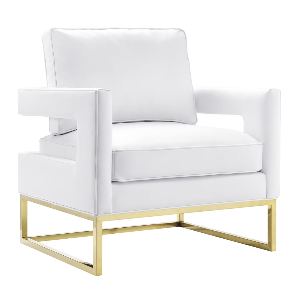 Avery Gold Base White Leather Accent Chair by TOV Furniture