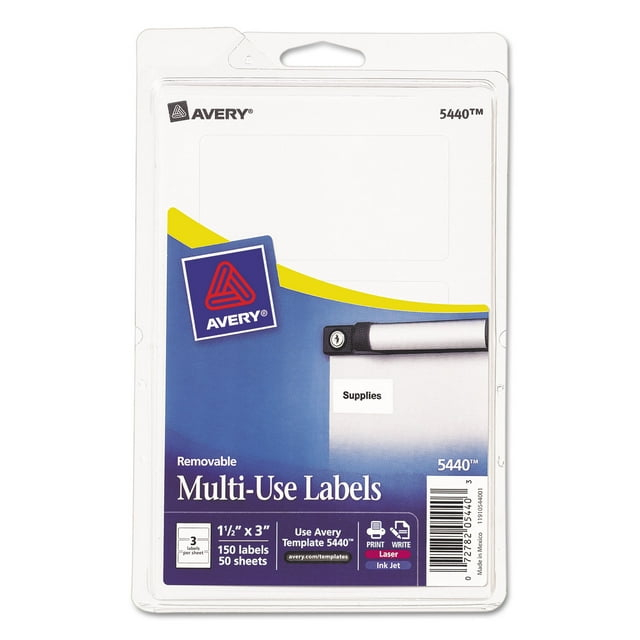 Avery Multiuse Labels, White, Removable Adhesive, 1-1/2" x 3", 150 Labels (5440)