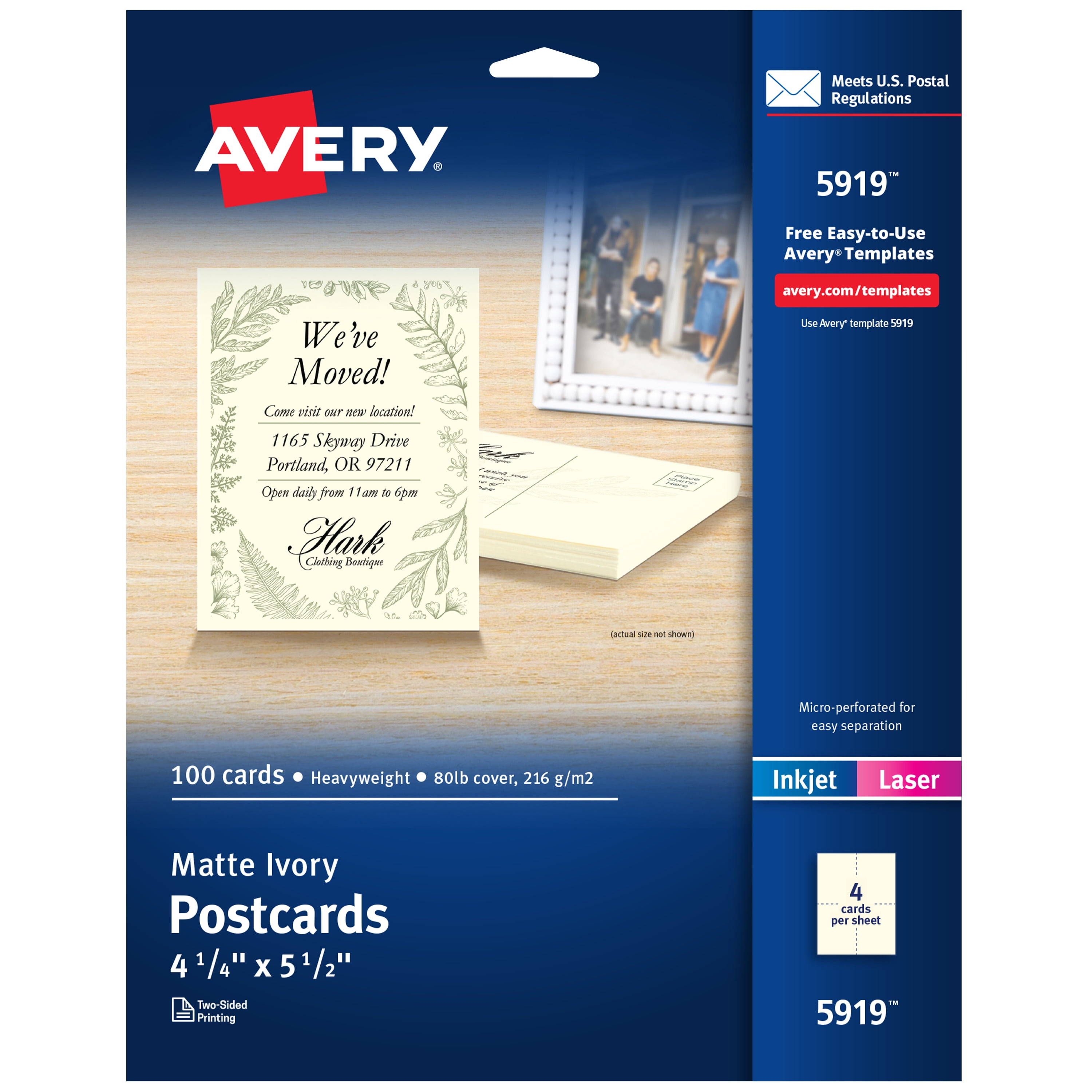 Avery Printable Postcards, 4.25" x 5.5", Ivory (5919)