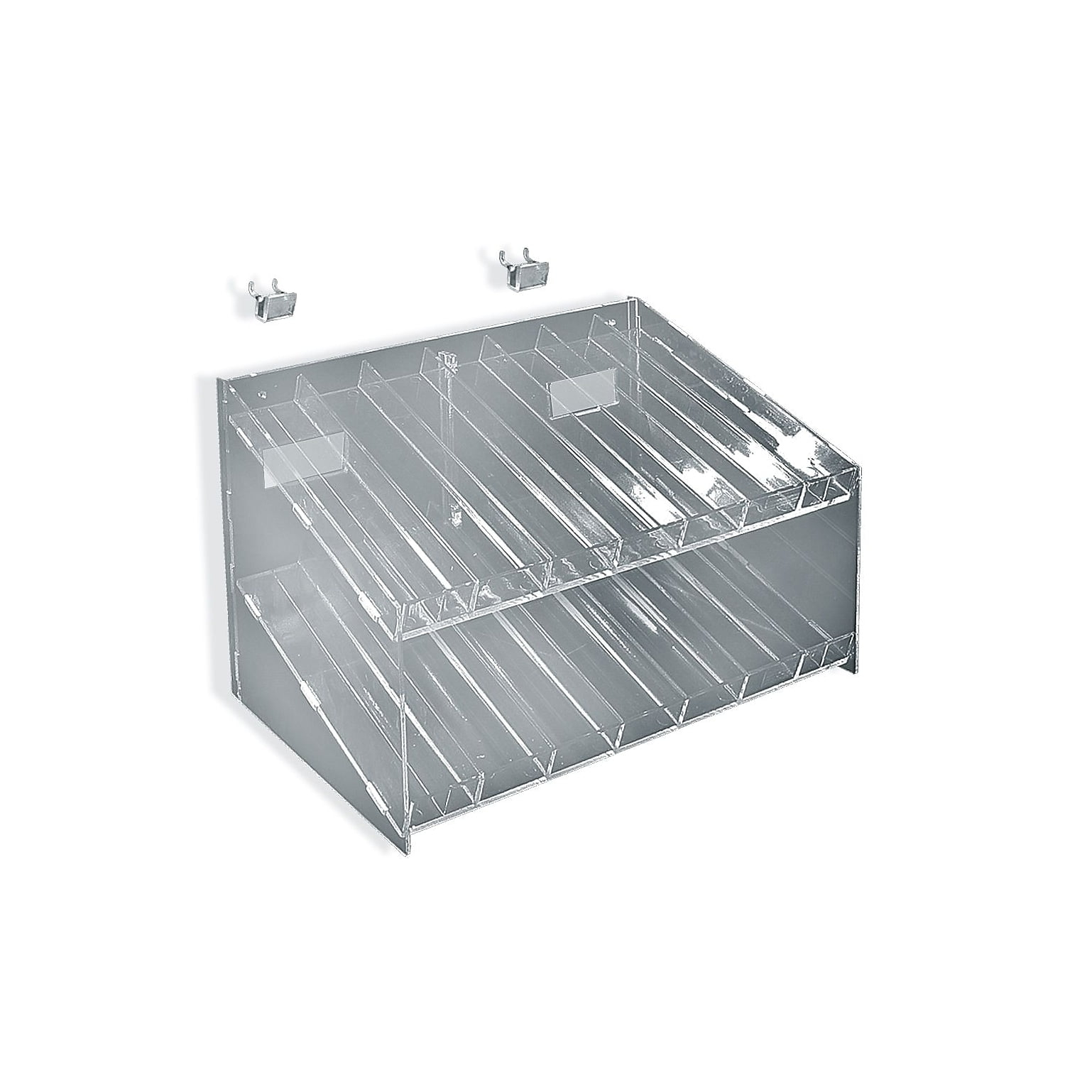 Azar Displays Two-Tier 14 Compartment Display, 7-Comp per Tier. Dimensions: 12" W x 8.5" D x 6.5" H