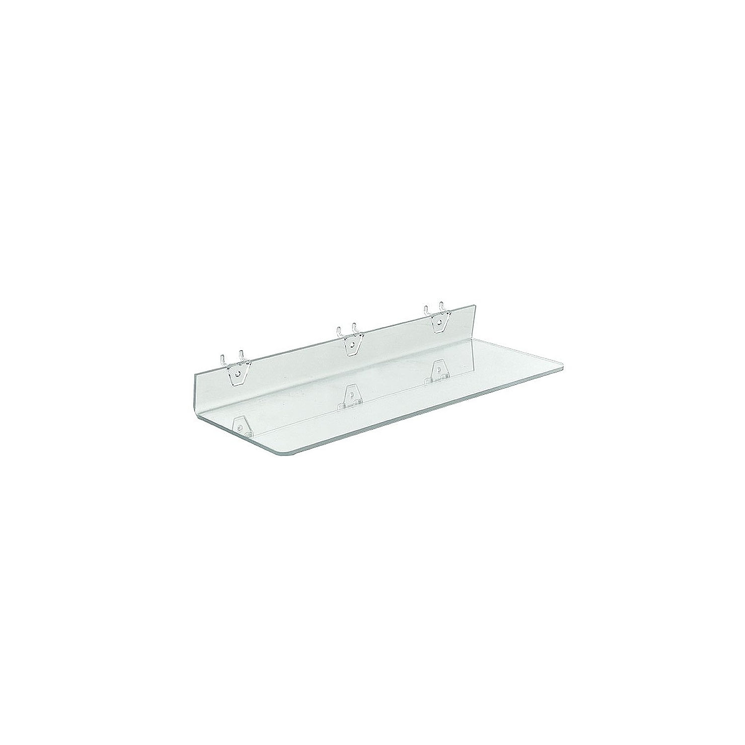 Clear Acrylic Shelf for Pegboard & Slatwall 20" x 6" x 2", 4-Pack