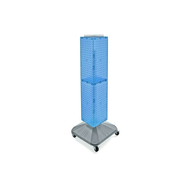 Azar 40"(H) x 8"(W) x 8"(D) 4-Sided Interlocking Pegboard Display Tower With Square Base Blue
