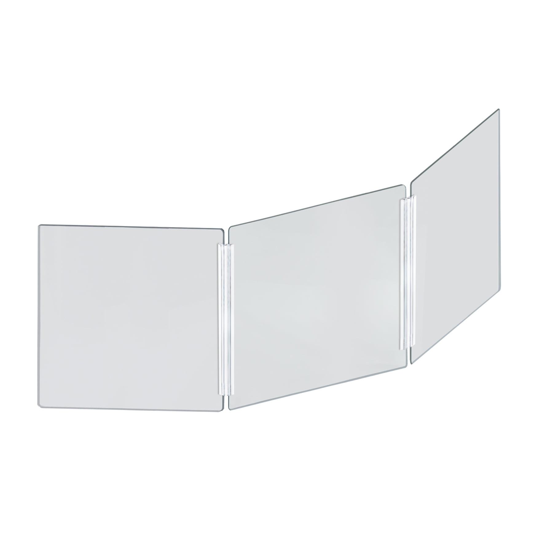 Azar Displays 176192-100 Medium 60" wide x 20" high Clear Acrylic Tri Fold PLEXIGLASS Protective Shield, Sneeze Guard, Personal Barrier, adjustable heights for pass through on the bottom