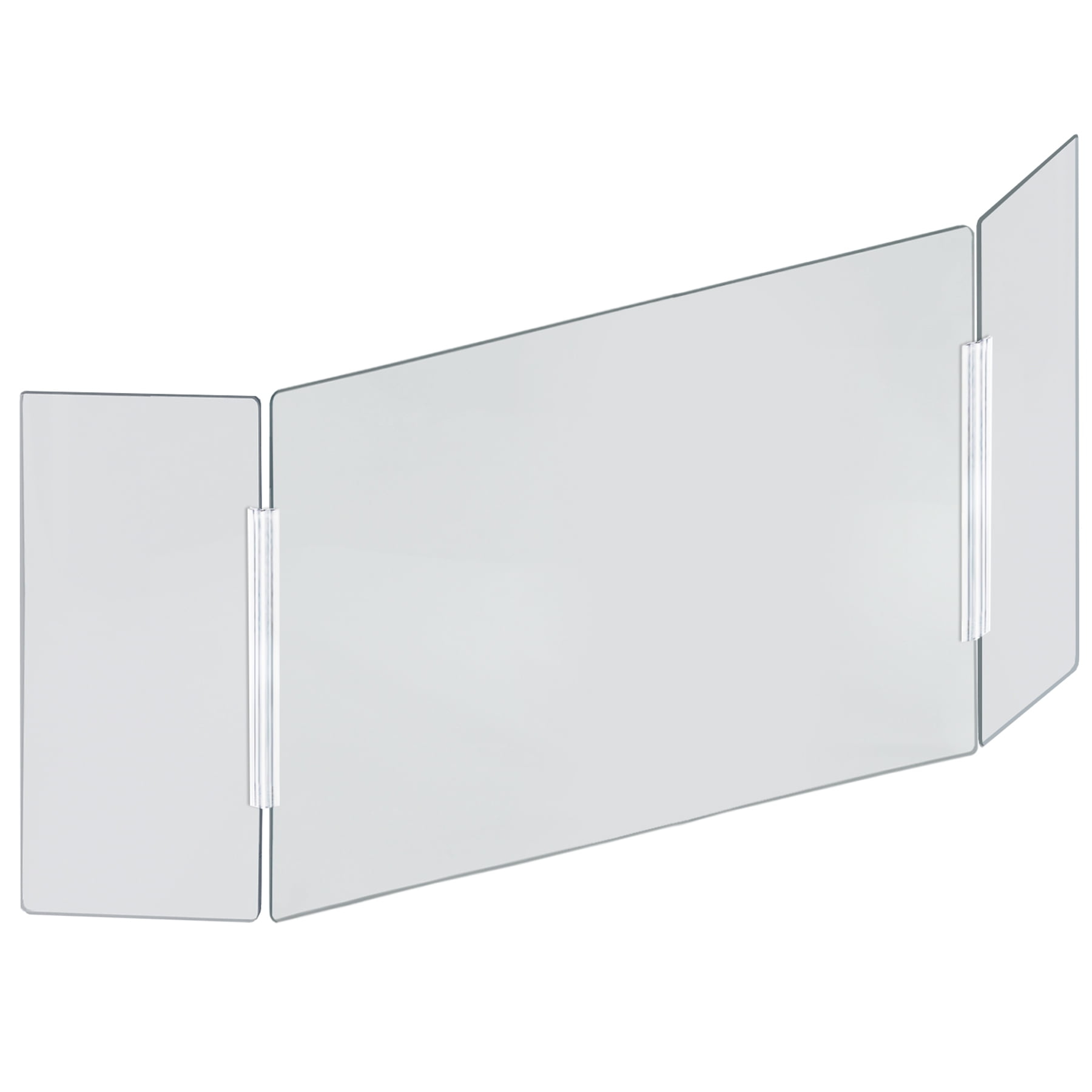 Azar Displays 176196-100 X-Large 62" wide x 30" high Clear Acrylic Tri Fold PLEXIGLASS Protective Shield, Sneeze Guard, Personal Barrier, adjustable heights for pass through on the bottom
