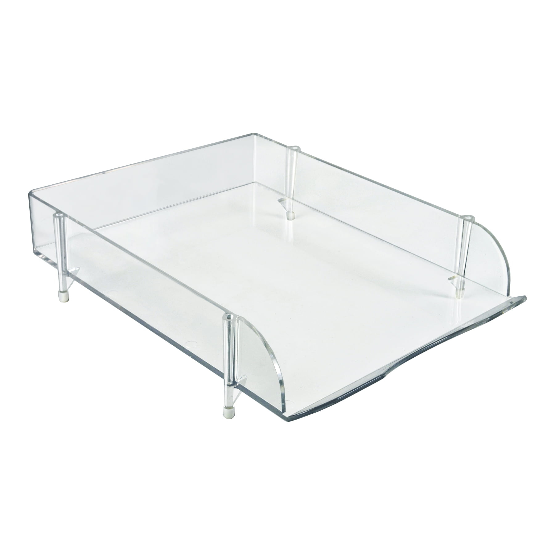 Stackable Clear Letter Tray Desk Organizer, 4-Pack (Set of 4)