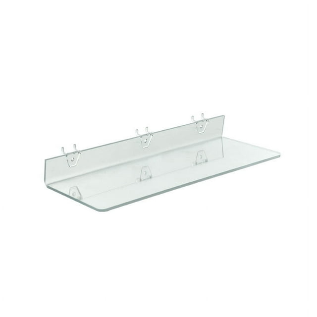 Clear Acrylic Shelf for Pegboard & Slatwall 20" x 6" x 2", 4-Pack