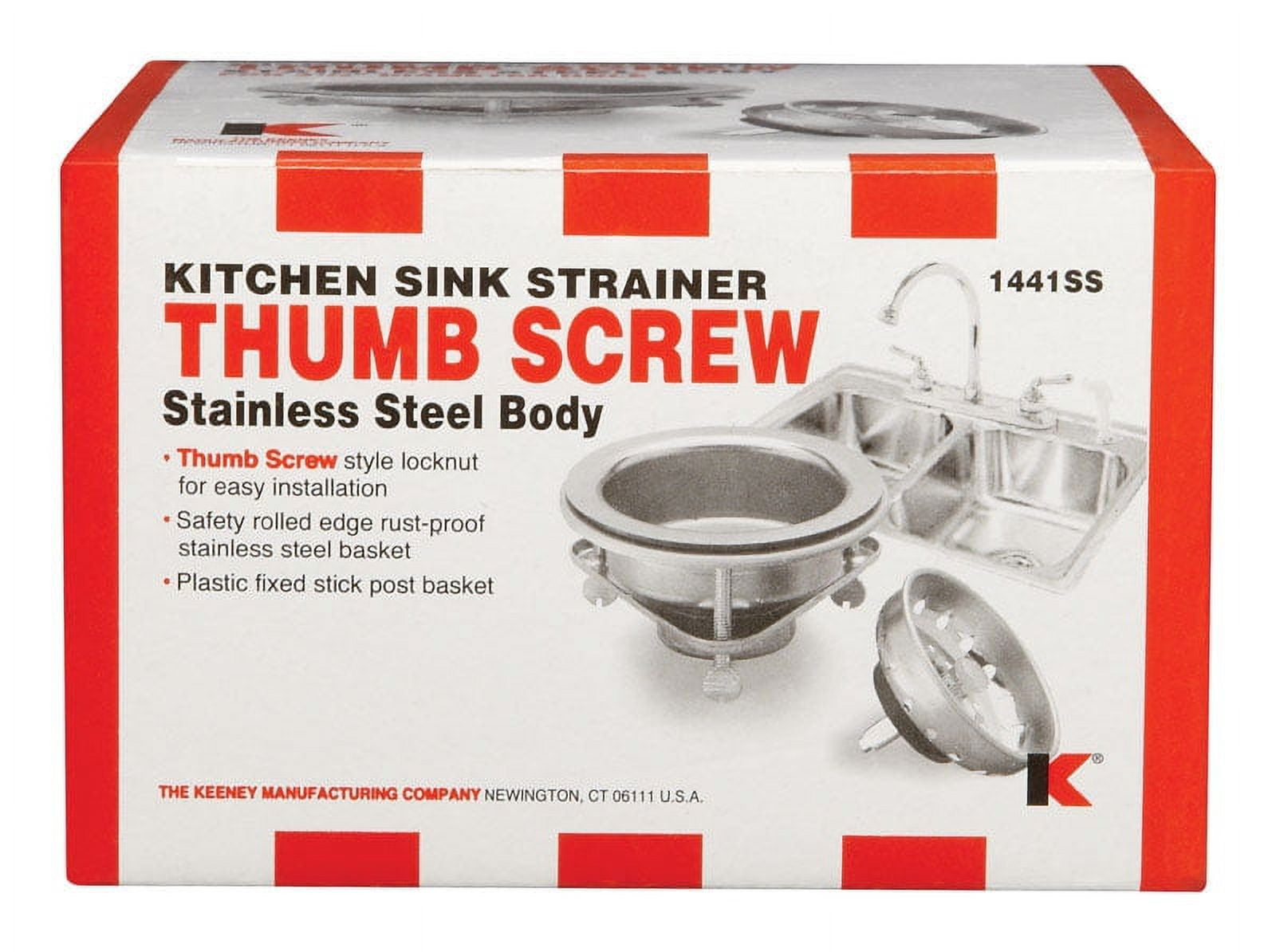Keeney  Stainless Steel Thumb Screw Style Basket Strainer Assembly 1441SS