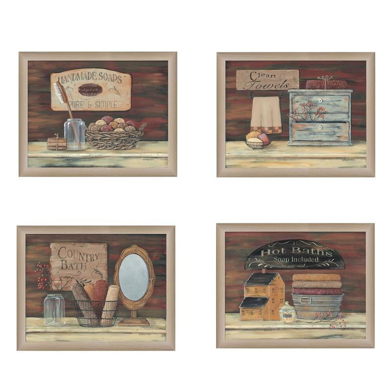 BATHROOM COLLECTION I 4Piece Vignette by Pam Britton Wood Multi-Color