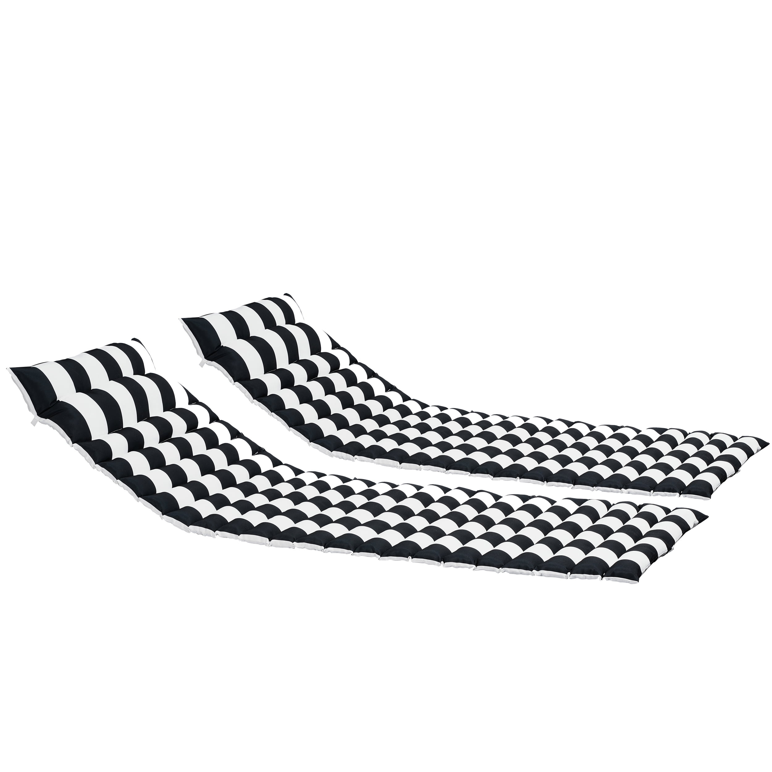 BAYUELSWU 2 PCS Set Outdoor Lounge Chair Cushion Replacement Patio Furniture Seat Cushion Chaise Lounge Cushion,Cushion Only, Chair not Included (Black-White)