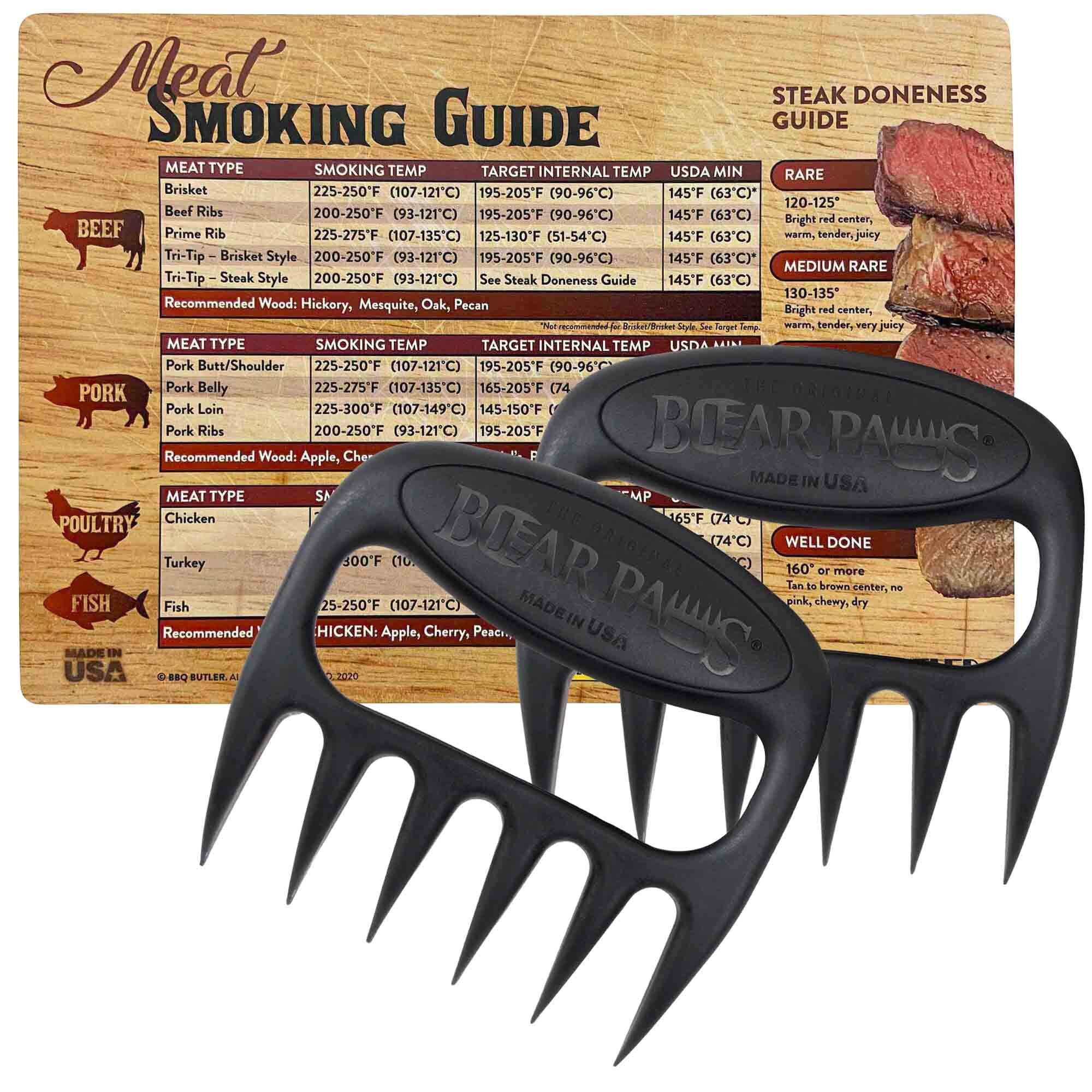 BBQ Butler Bear Paws Meat Shredders And BBQ Butler Meat Smoking Guide Magnet