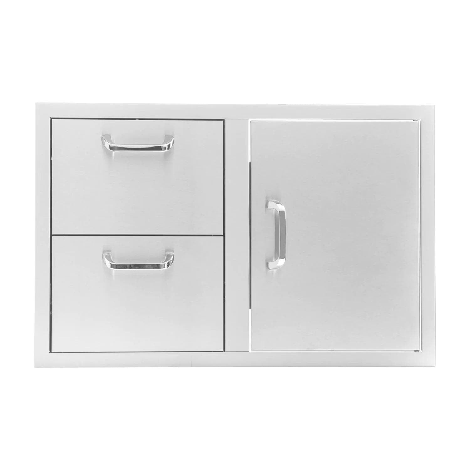 BBQGuys Signature 32-Inch Stainless Steel Reversible Access Door & Double Drawer Combo - Traditional