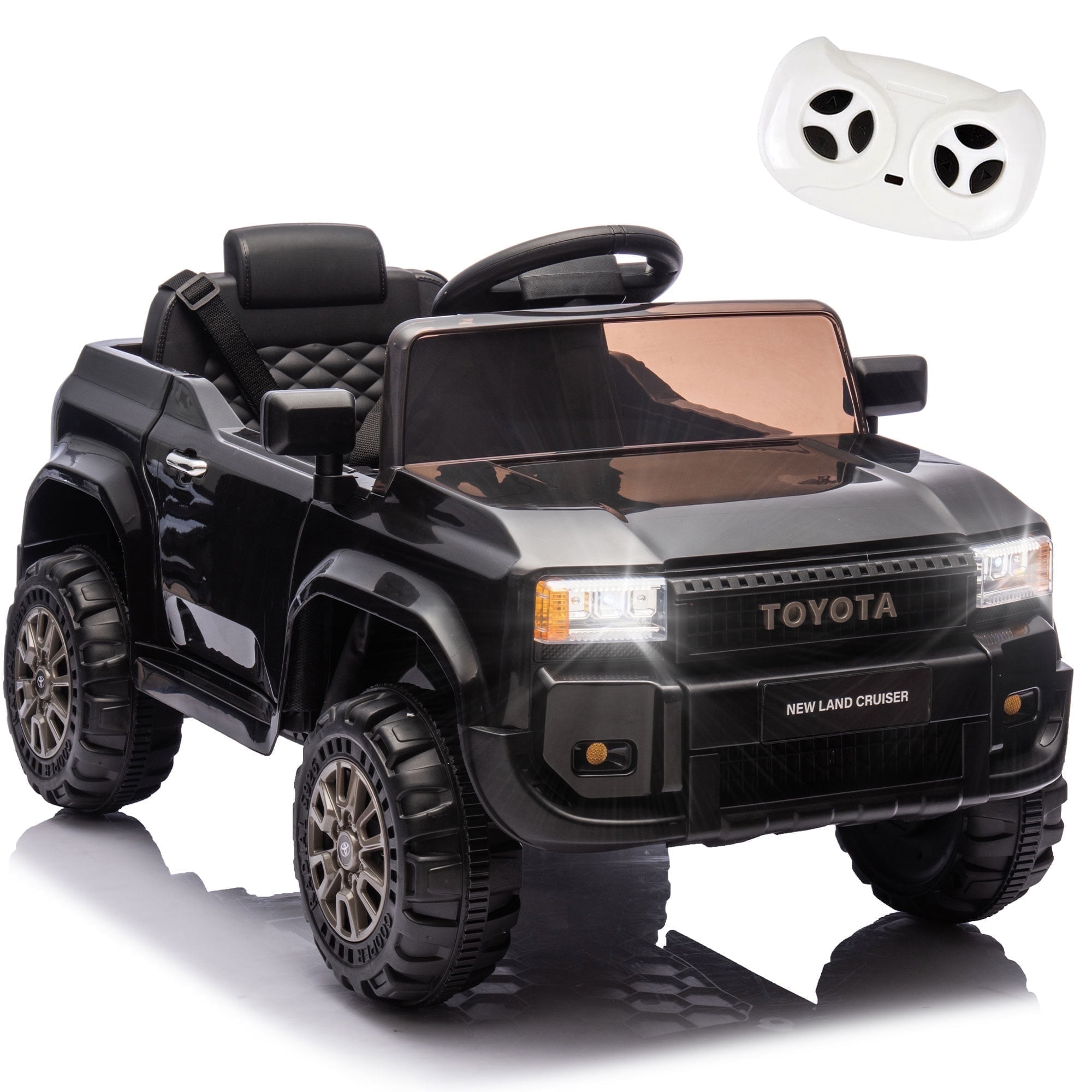 BCARORUR 12V Licensed Toyota LC250 Kids Ride On Truck Car with Parent Remote Control, 12volt Battery Powered Cars for Children, Lights, Bluetooth, Music, 2.49MPH Max Speed-Black