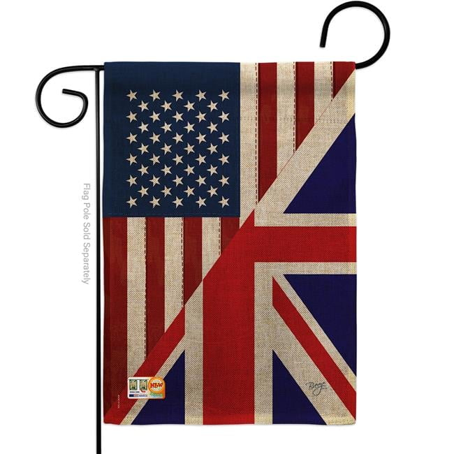 BD-FS-G-108380-IP-DB-D-US16-BD 13 x 18.5 in. US UK Friendship Burlap Flags of the World Impressions Decorative Vertical Double Sided Garden Flag