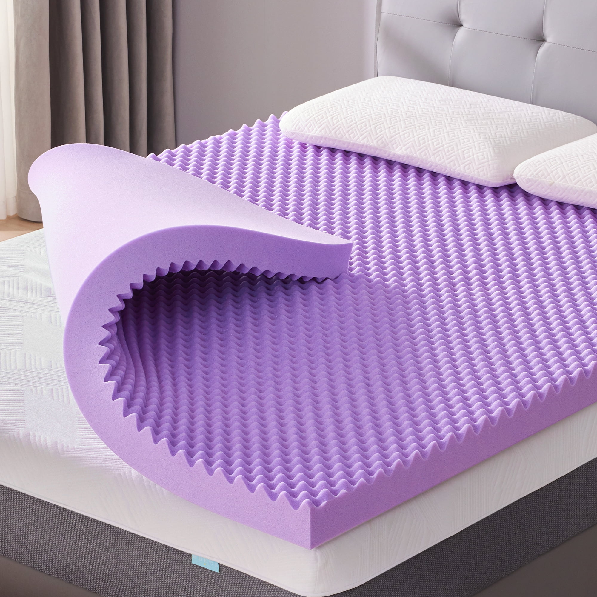 BDEUS 3 inch Gel Cooling Memory Foam Mattress Topper, Memory Foam Egg Crate Mattress Topper, CertiPUR-US Certified, Full Size
