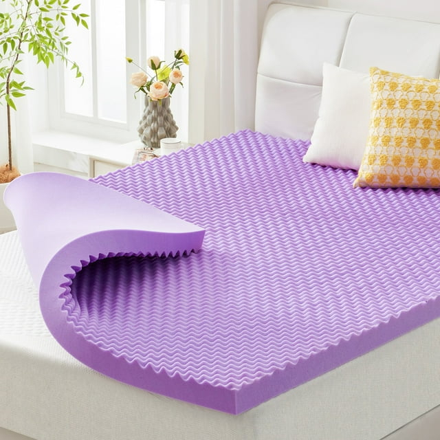 BDEUS 3 inch Gel Cooling Memory Foam Mattress Topper, Memory Foam Egg Crate Mattress Topper, CertiPUR-US Certified, Full Size