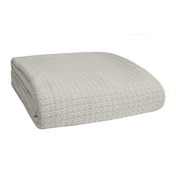 BELIZZI HOME 100% Cotton Bed Blanket, Breathable Bed Blanket King Size, Cotton Thermal Blankets King, Perfect for Layering Any Bed for All Season, Light Grey