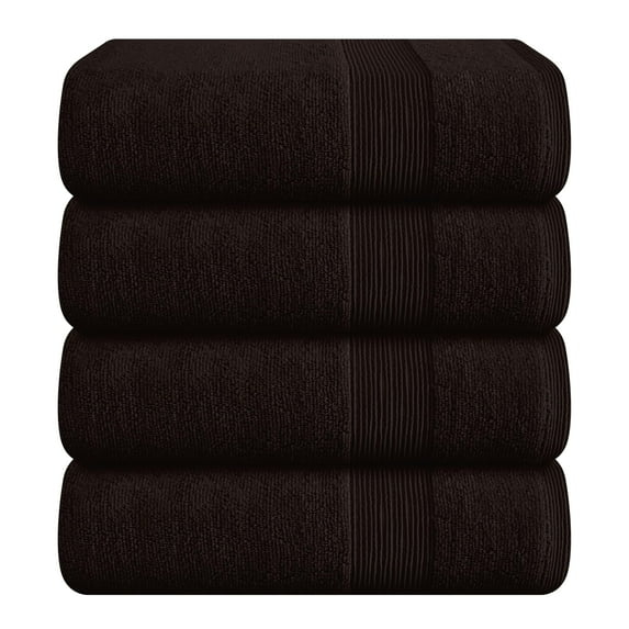 BELIZZI HOME 4 Pack Bath Towel Set 27x54, 100% Ring Spun Cotton, Ultra Soft Highly Absorbent Machine Washable Hotel Spa Quality Bath Towels for Bathroom, 4 Bath Towels Chocolate Brown