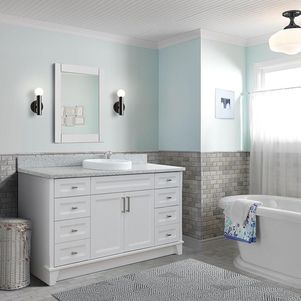BELLATERRA HOME LLC 61 Single sink vanity in White finish and Gray granite and round sink