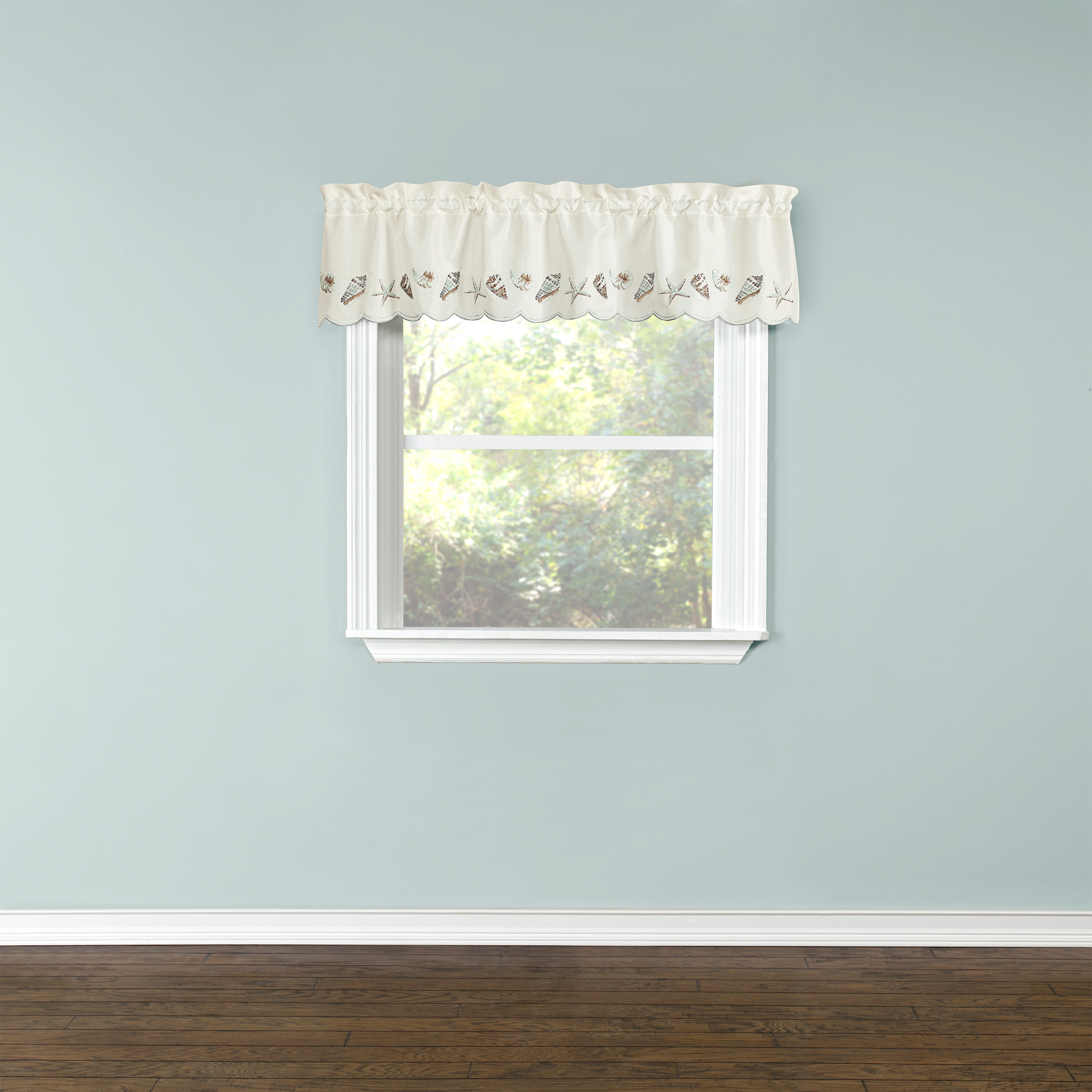BELLE MAISON SEASHELLS EMBROIDERED VALANCE