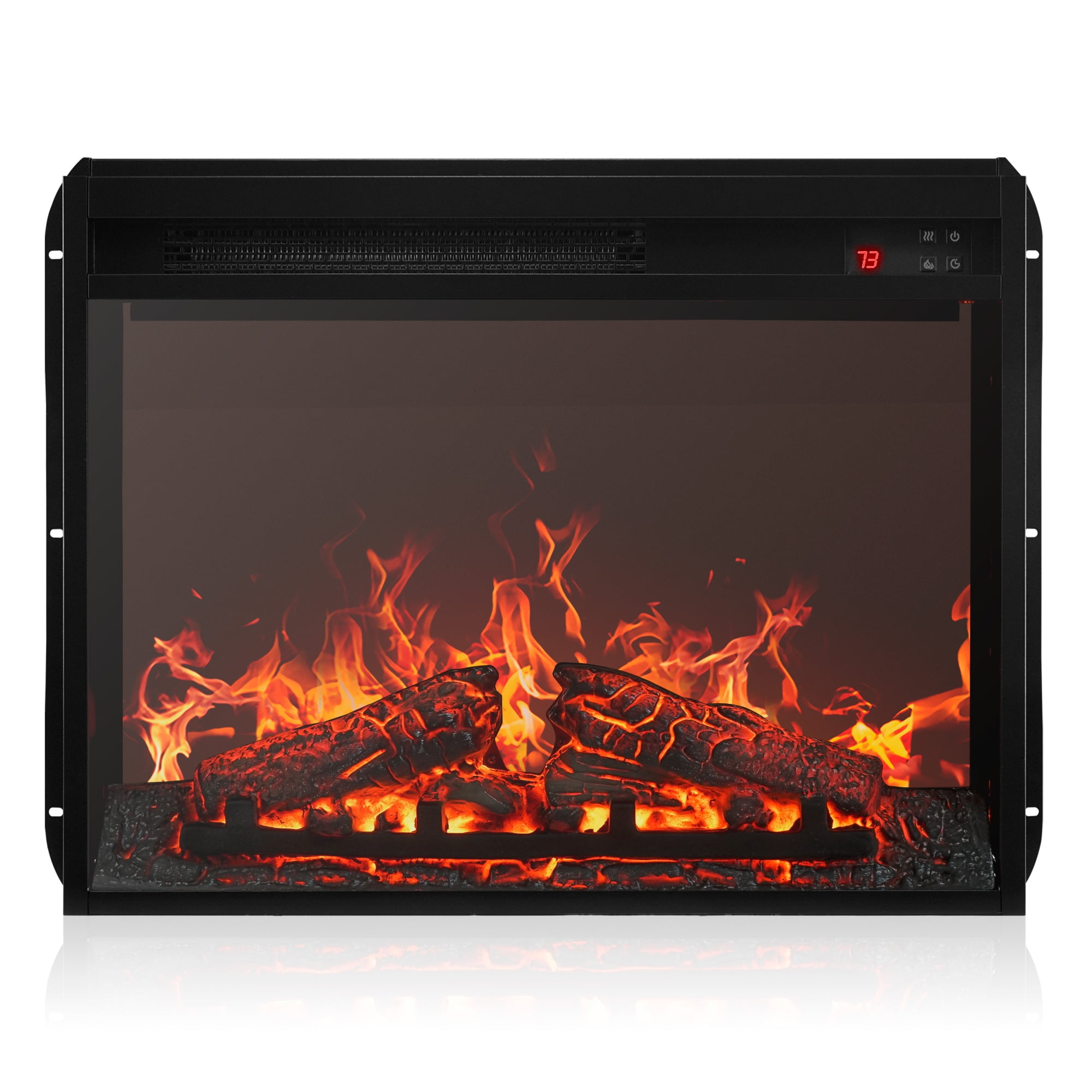 24" Black Electric Freestanding Fireplace Heater with Remote Control