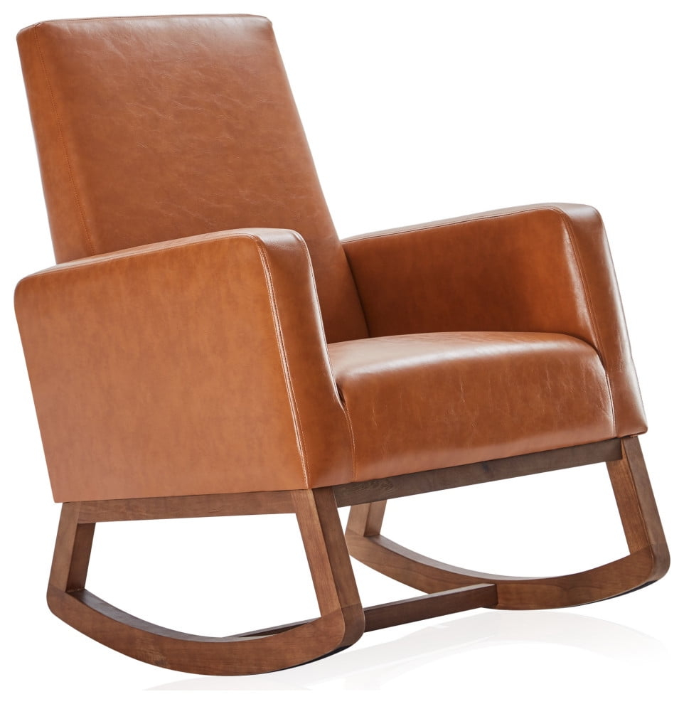 BELLEZE Accent Rocking Lounge Chair Nursery Glider - Felix (Caramel)