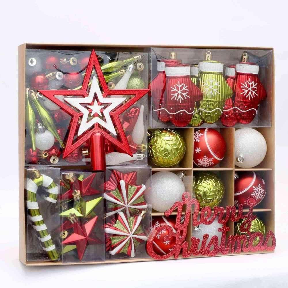 BENESKY Christmas Tree Decorations Set, 70ct Red and White Shatterproof Christmas Ball Ornaments Bulk, Hanging Ornaments for Christmas Trees Xmas Holiday Decor