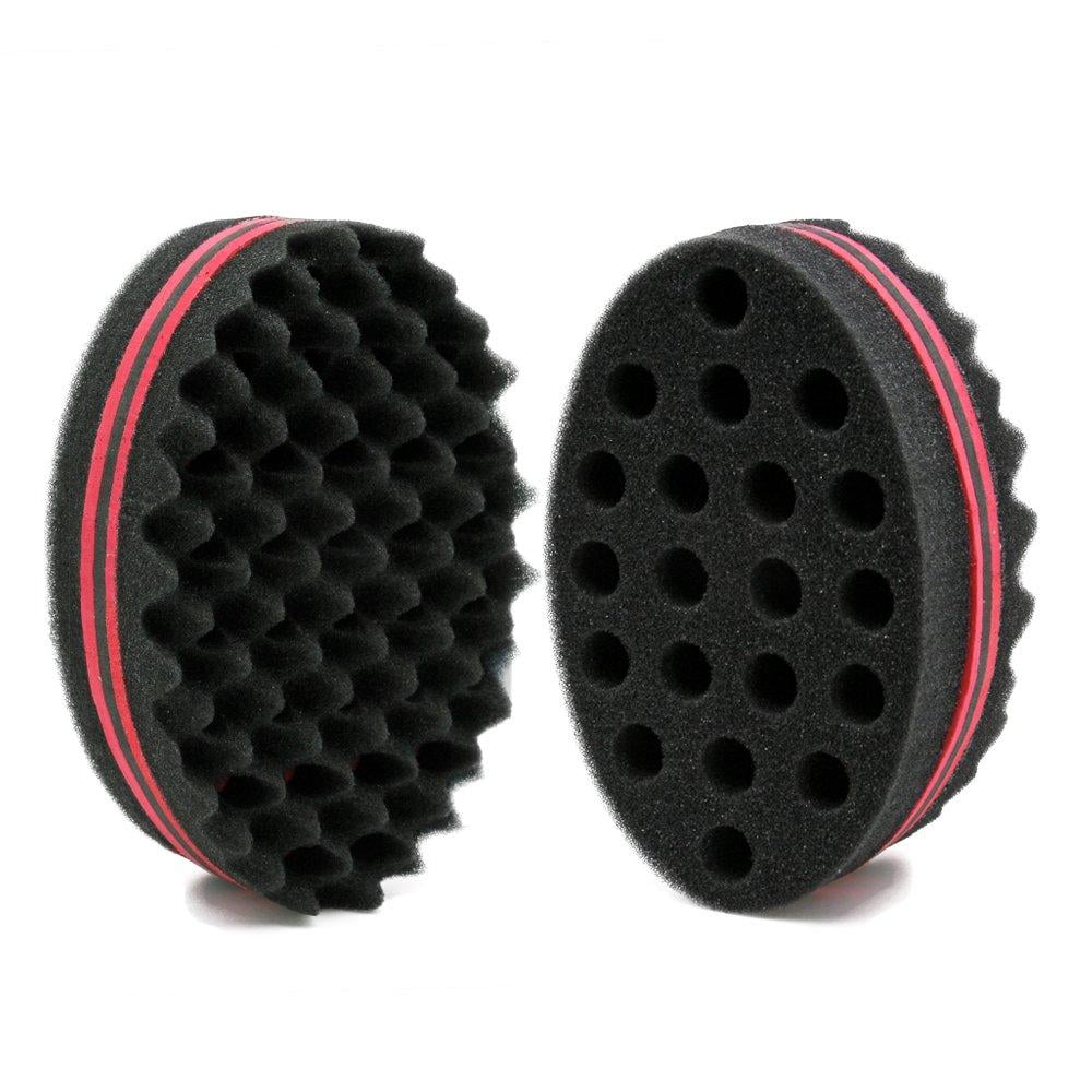 BEWAVE Big Holes Barber Hair Brush Sponge Dreads Locking Twist Afro Curl Coil Wave Hair Care Tool (2 Count)