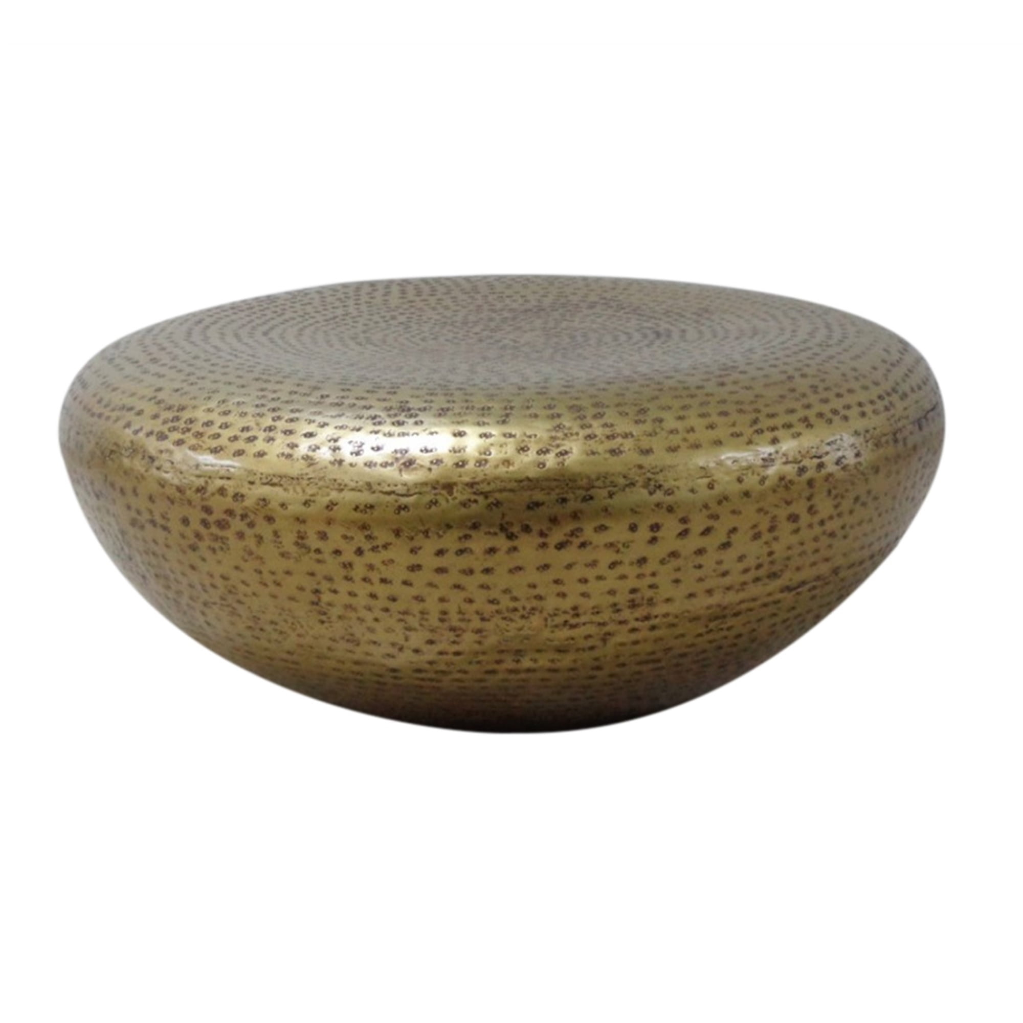 BIDK Home Round Hammered Textured Coffee Table - 30.5" - Brass Tone