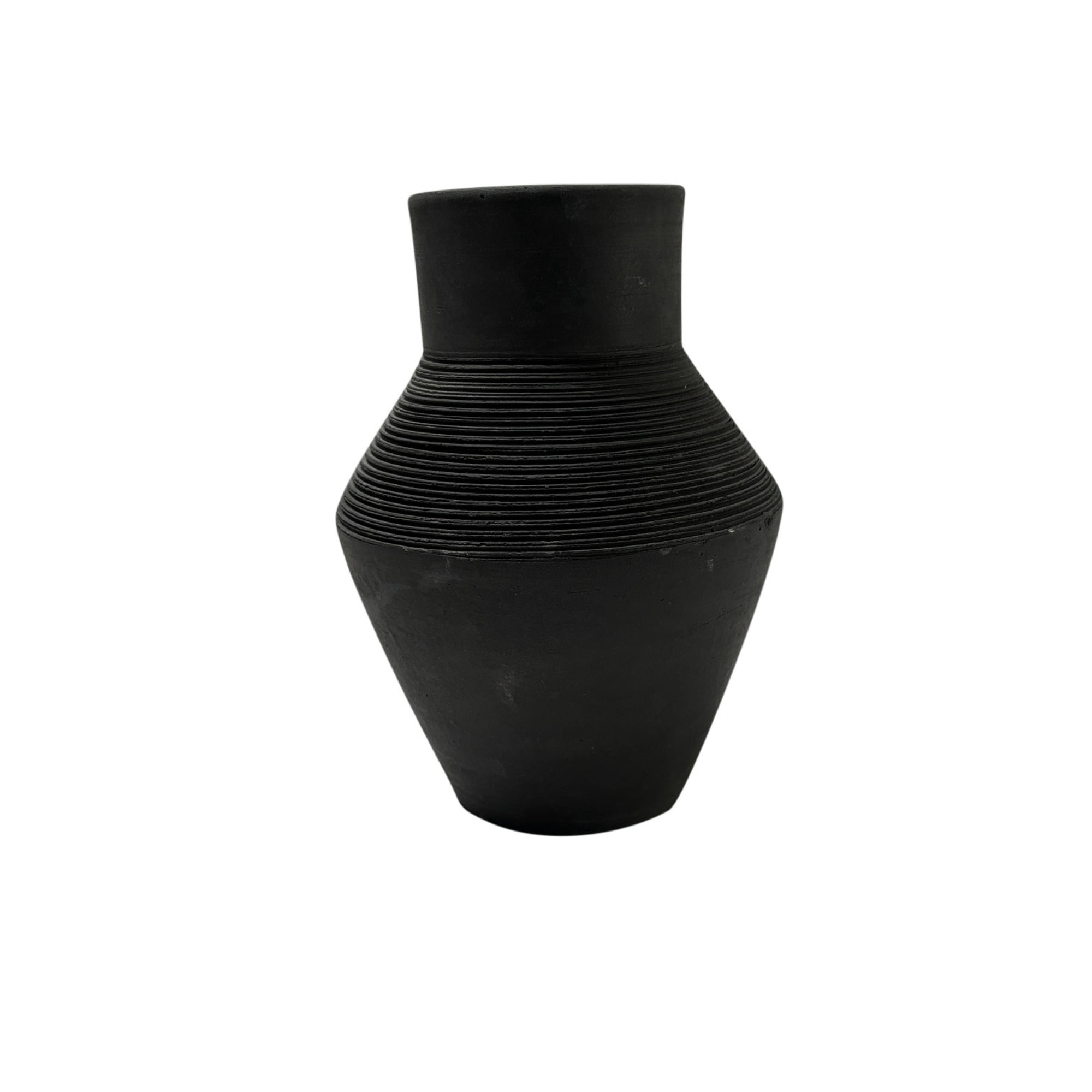 BIDK Home Urn Shaped Terracotta Vase - 8.5" - Black