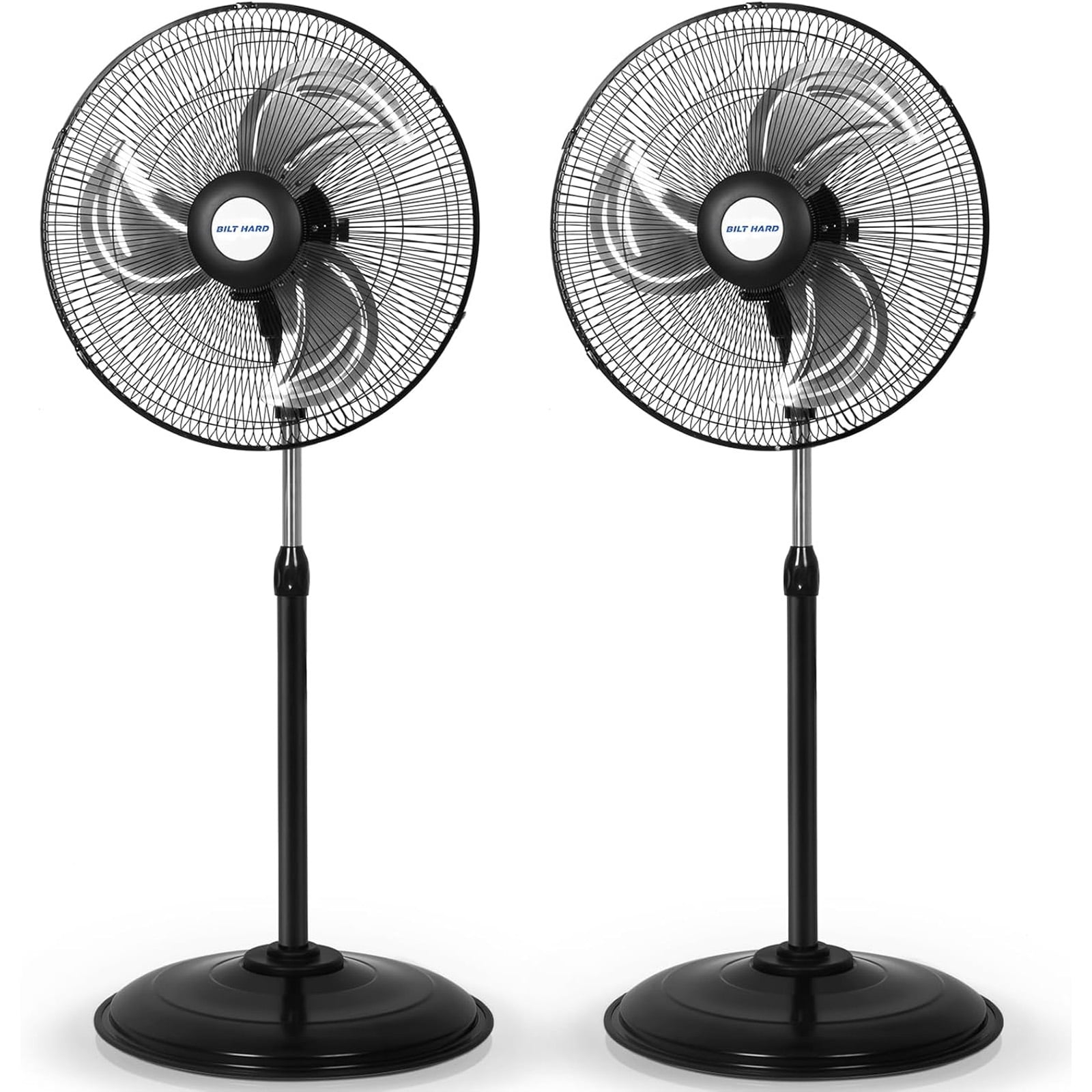BILT HARD 3900 CFM 18" High Velocity Pedestal Oscillating Fan, 3-Speed Heavy Duty Metal Standing Shop Fan with Aluminum Blades for Commercial, Residential, and Garage, UL Listed