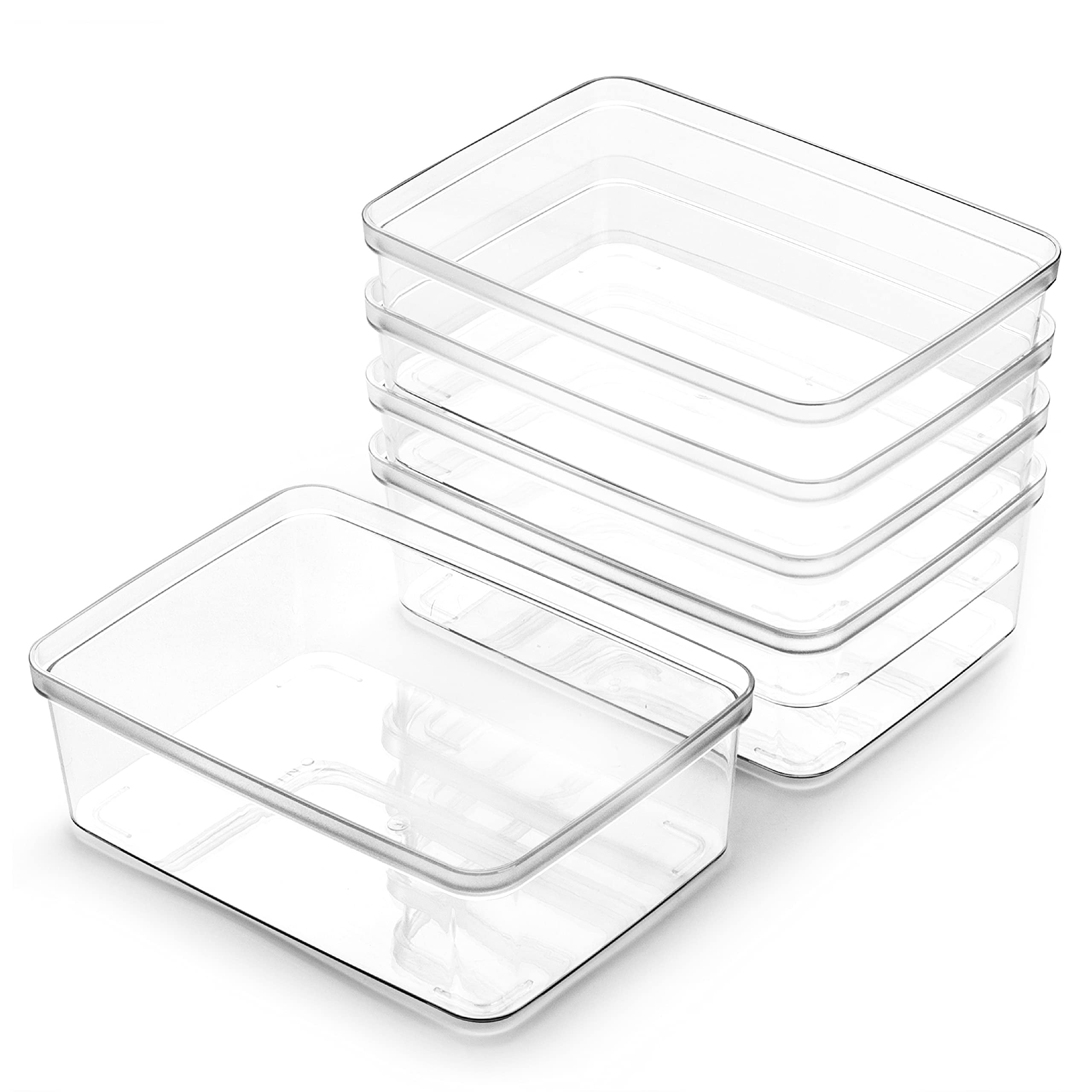 BINO | Plastic Storage Bins, X-Small - 5 Pack|THE LUCID COLLECTION | Multi-Use Organizer Bins | Built-In Handles | BPA-Free | Clear Storage Containers | Fridge Organizer | Pantry & Home Organization