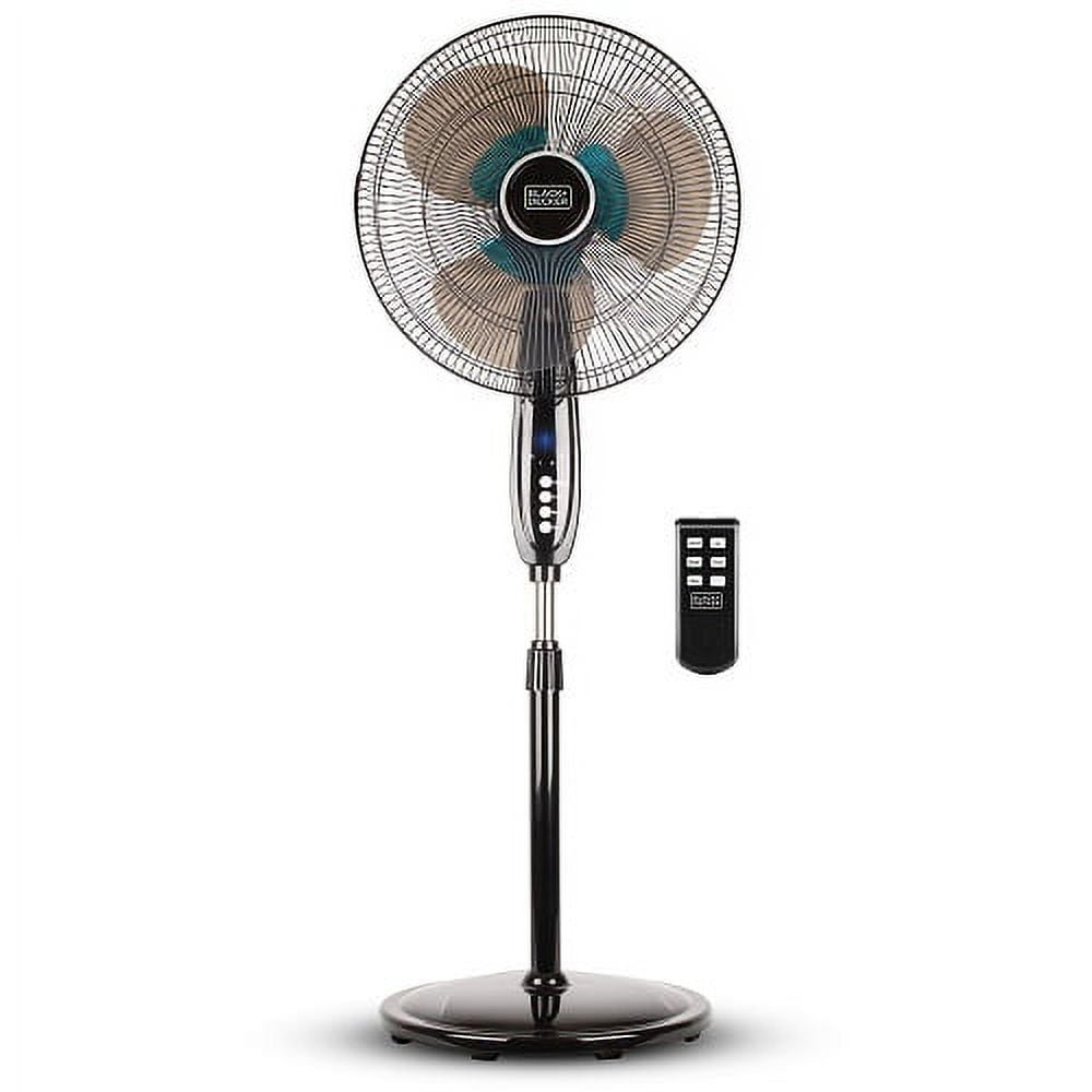 BLACK+DECKER 3-Speed 60-Watt 16-In. Dual-Blade Oscillating Stand Fan with Remote, BFSD116B