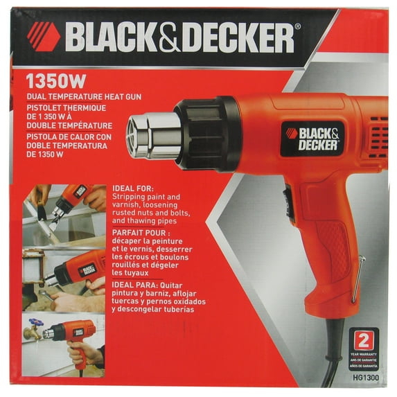 BLACK+DECKER HG1300 1350 W 120 V Corded Heat Gun, with 2 Temperature Settings, Orange