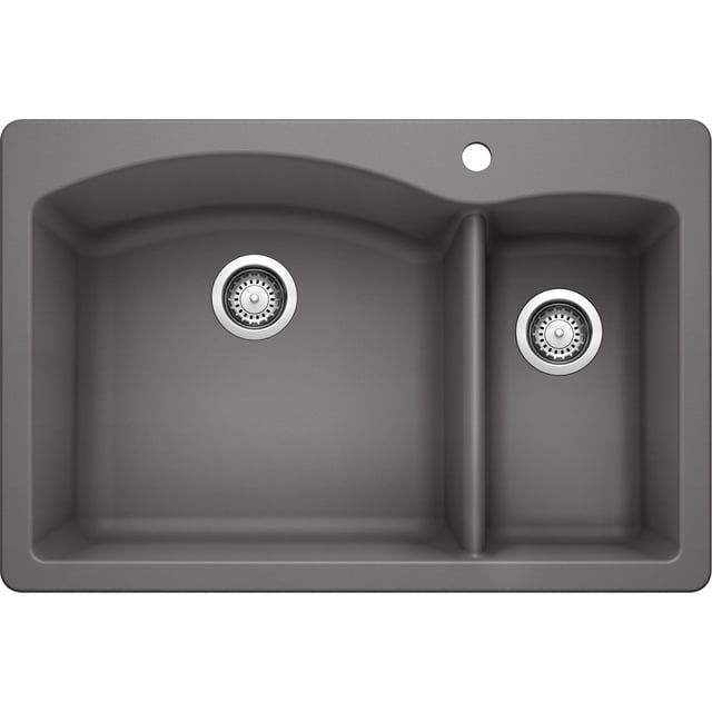 Diamond Silgranit 33" L x 22" W Double Basin Drop-In/Undermount Sink
