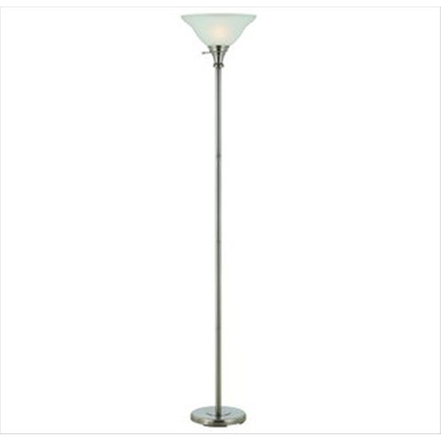 70" Height Metal Torchiere in Brushed Steel-Color:Brushed Steel,Finish:Brushed Steel,Material:Glass,Shape:Round,Style:Lifestyle,Wattage:150W