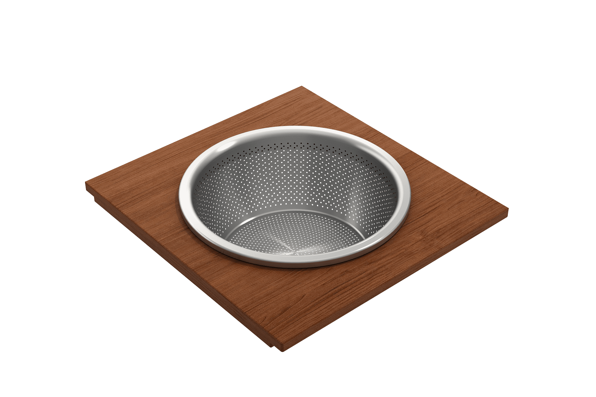 BOCCHI 2320 0014 Wood Board w Large Round Stainless Steel Mixing Bowl & Colander