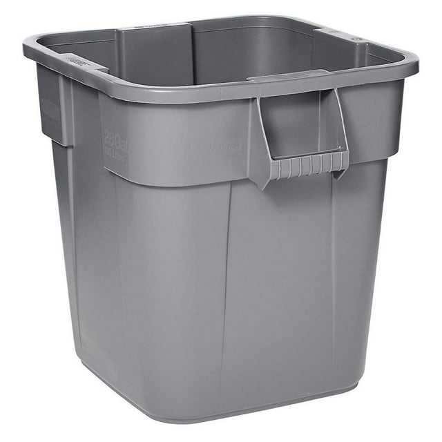 BRUTE Square Bin Storage Container without Lid, 28-Gallon, Gray (FG352600GRAY)